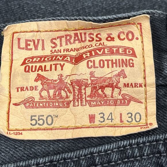 Levis Mens 550 Relaxed Fit Black Jeans Size 34x30 (32X30) Denim Pants Vintage - Picture 3 of 11